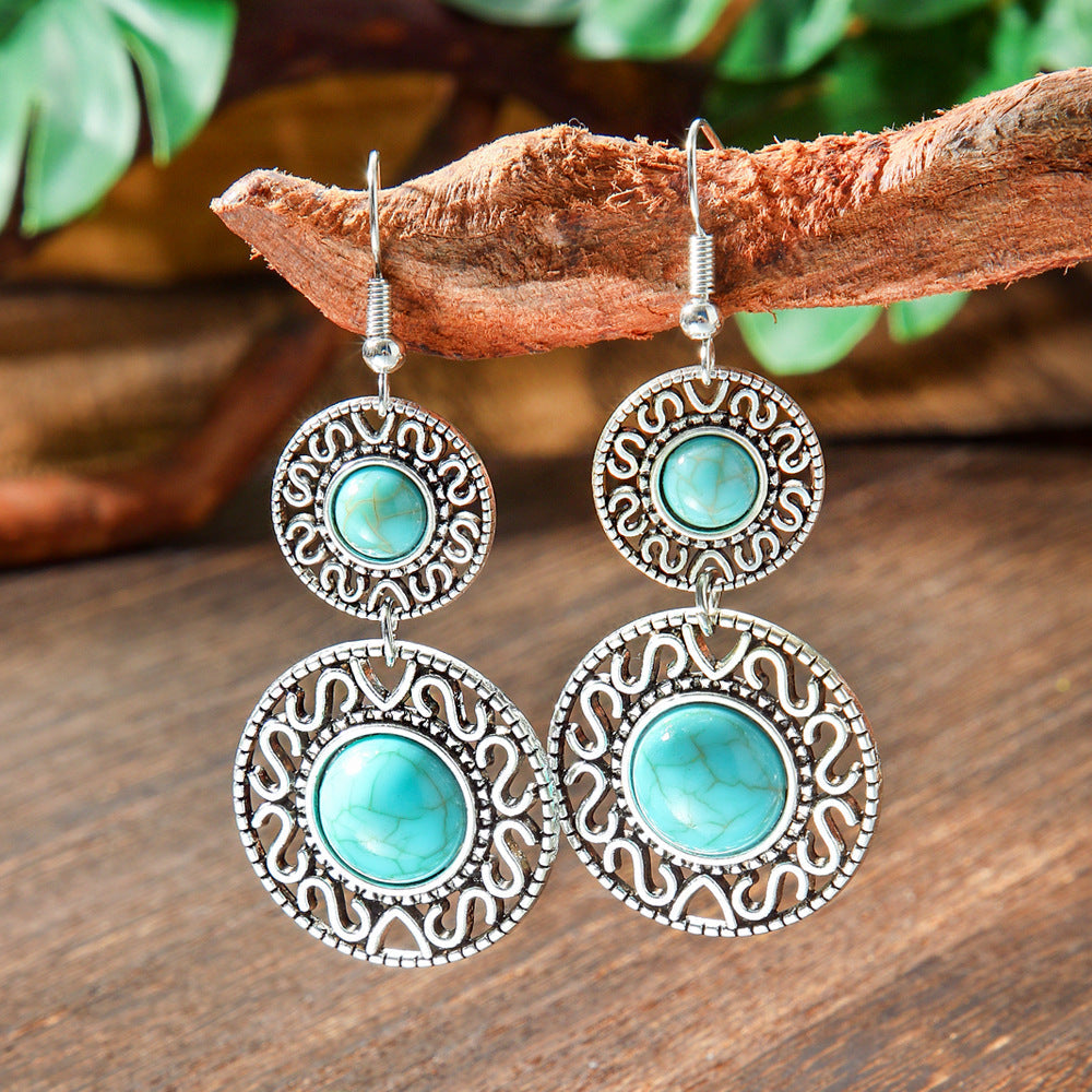 Bohemian Geometric Turquoise Earrings Set
