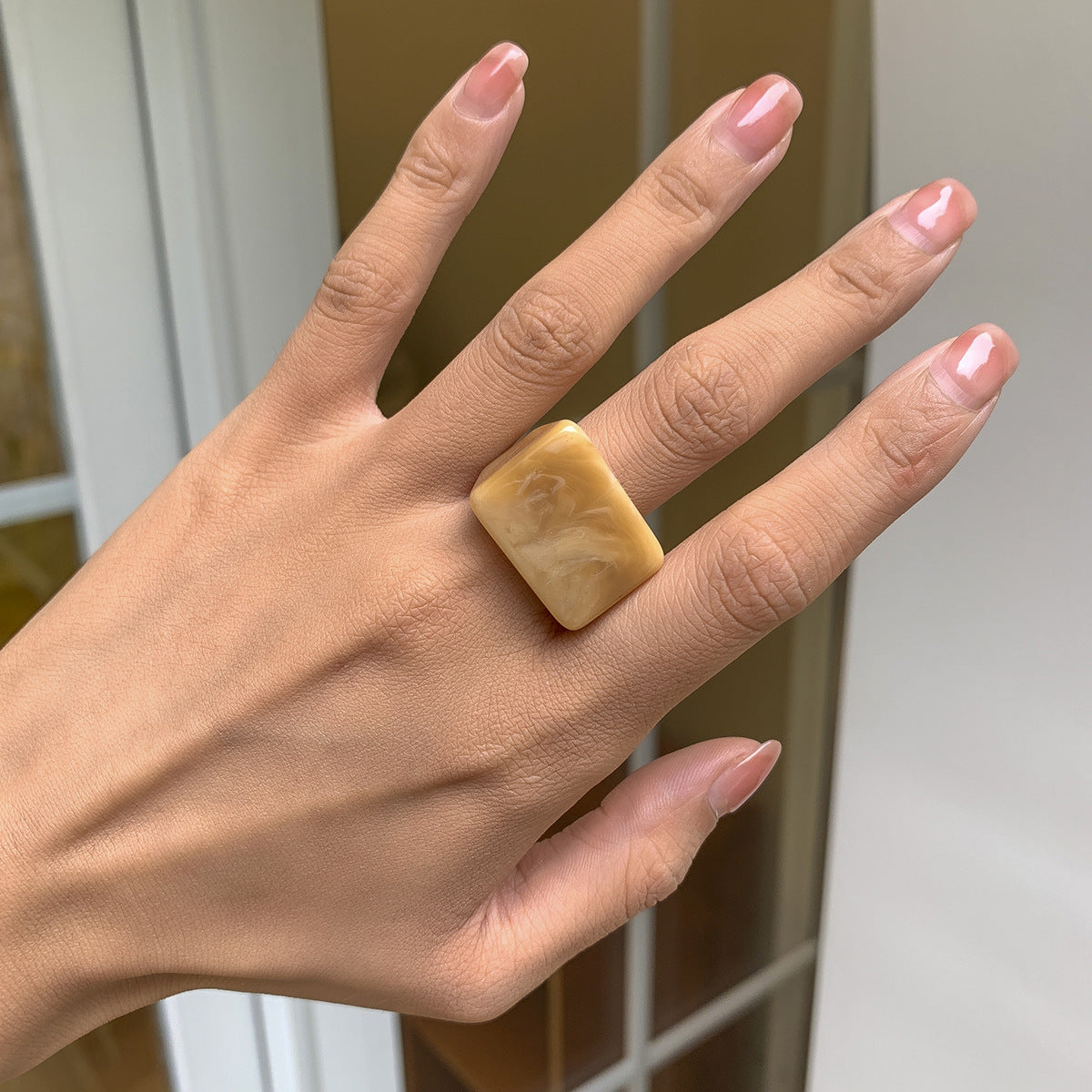 Colorful Acrylic Geometric Resin Rings Stylish Casual Accessories