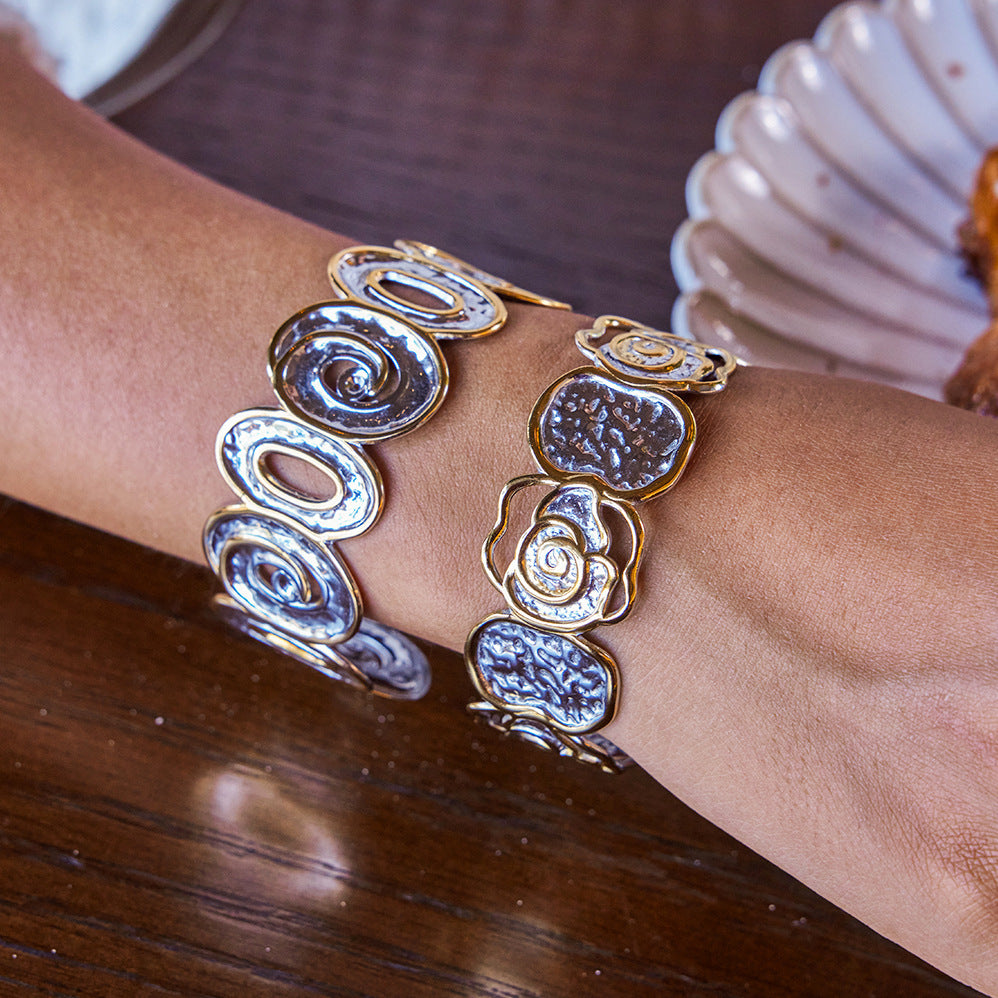 Vintage Chunky Hollow Open Cuff Bracelet