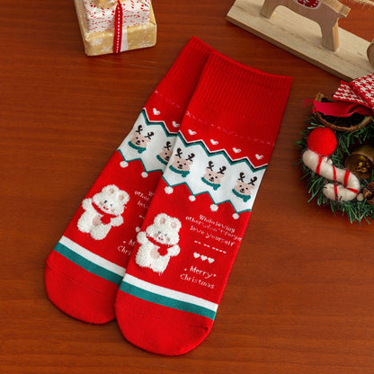 Christmas Cartoon Reindeer Cozy Crew Socks