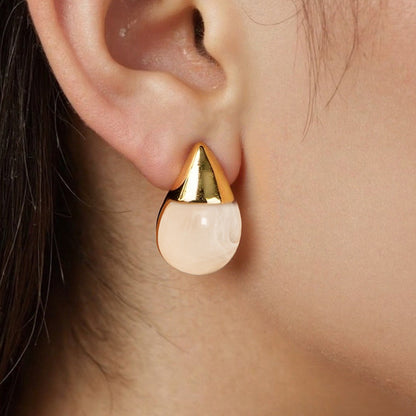 French Style Stainless Steel Flower Drop Earrings