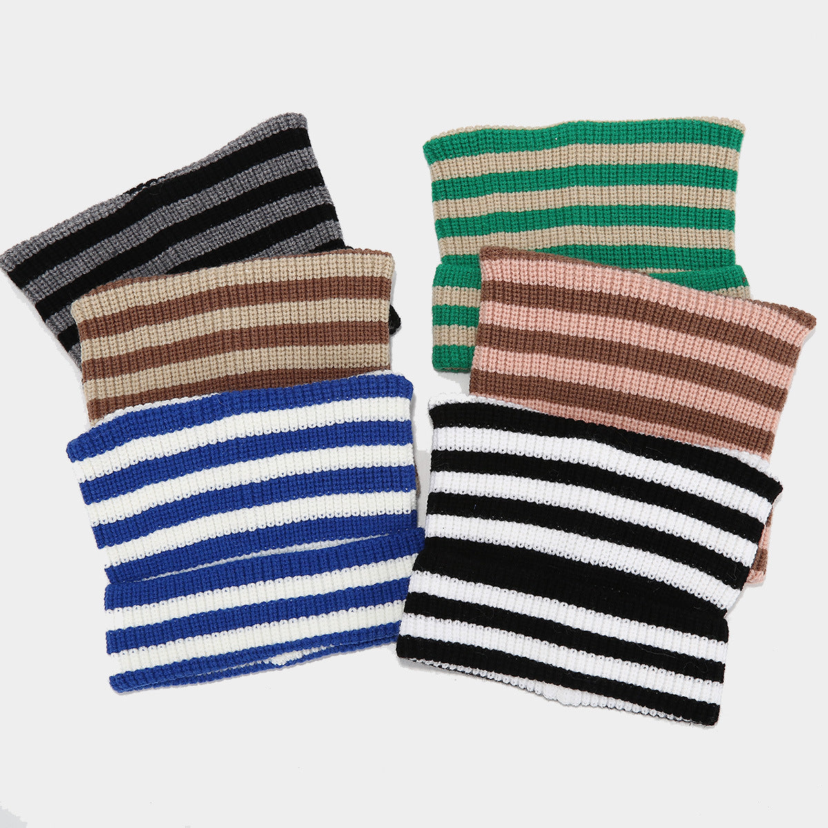 Winter Beanie Striped Color Contrast Warm Knit Hat