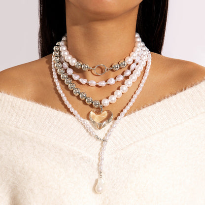Trendy Ccb Letter Choker Necklace With Handmade Pearl Bow