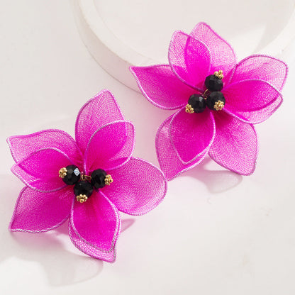 Elegant Floral Fabric Earrings for Vacation Style
