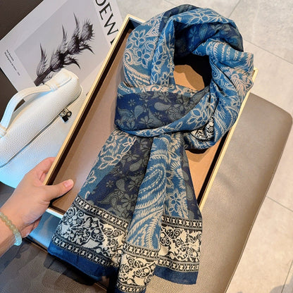 Paisley Red Cashew Bohemian Cotton And Linen Scarf Female Mori Versatile Sun Protection Warm Shawl Summer