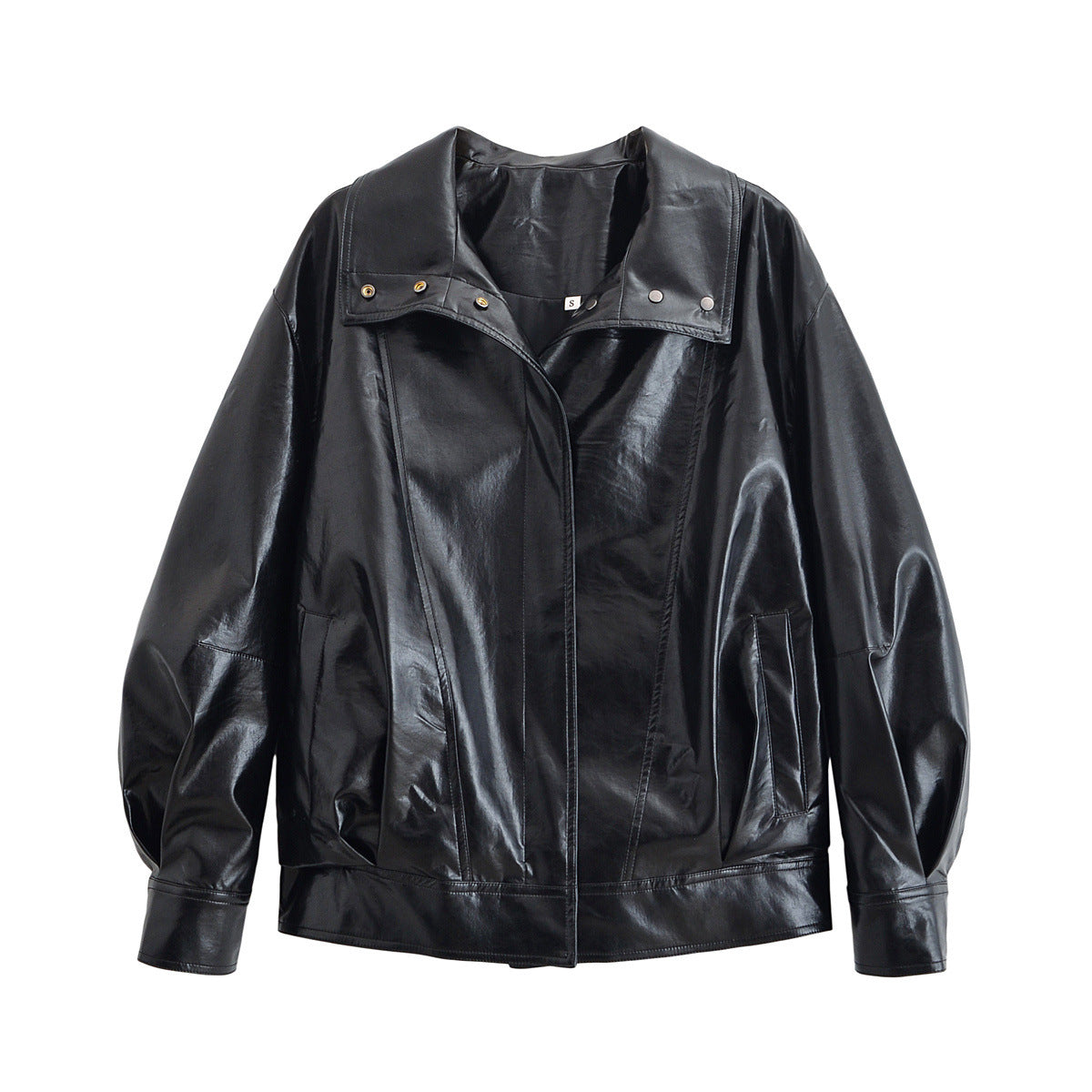 Cool Lapel Pleated Leather Jackey