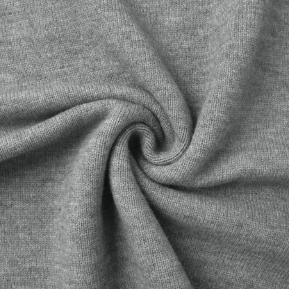Women's Cozy Knitted High Neck Sweater Set in Solid Gray