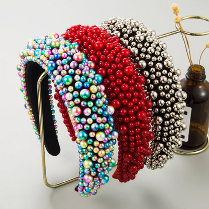 Elegant Pearl Headband Fashionable Wide Hairband for Women