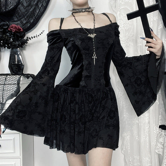 Off-Shoulder Velvet Bodycon Dress Elegant Chic Style