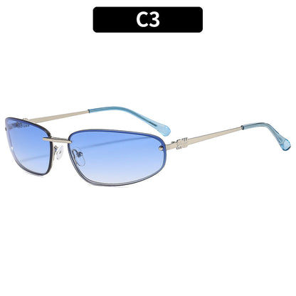 Y2K Fashion Rimless Sunglasses Stylish Metallic Shades