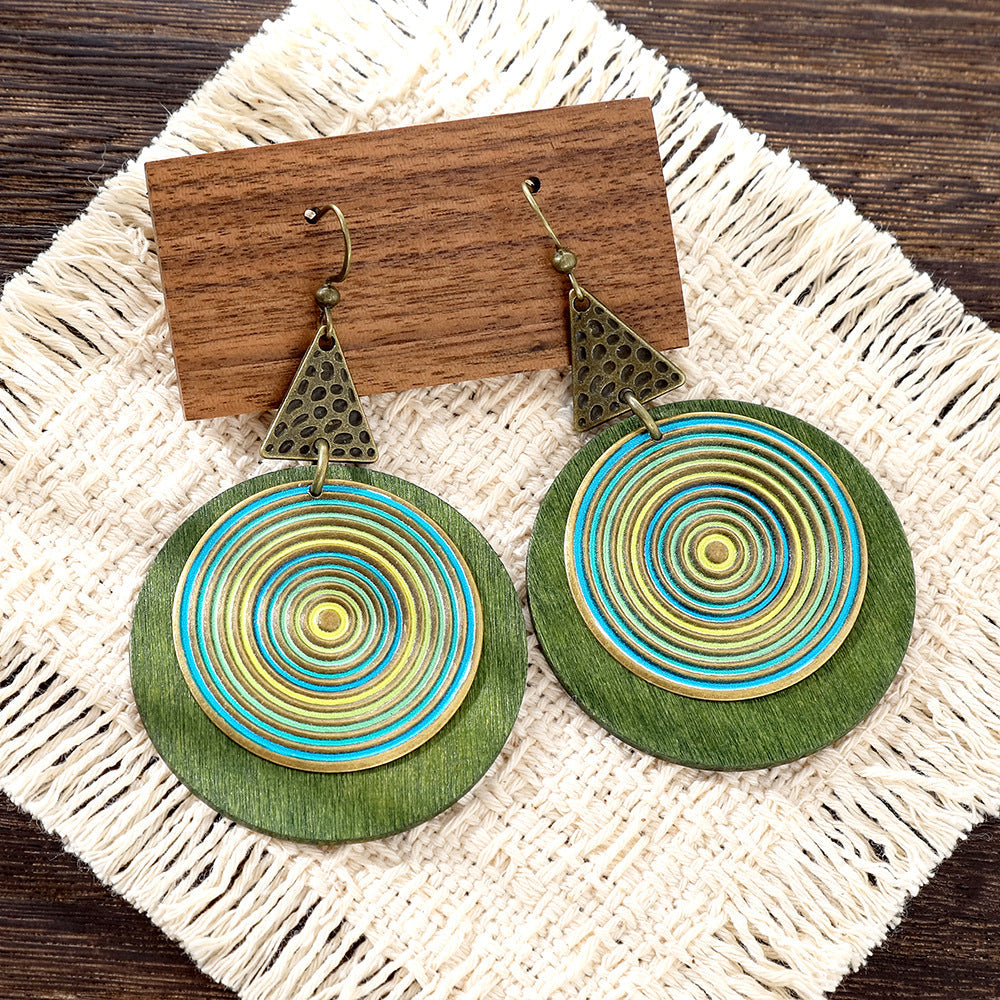 Bohemian Holiday Style Geometric Earrings Colorful Statement Earrings