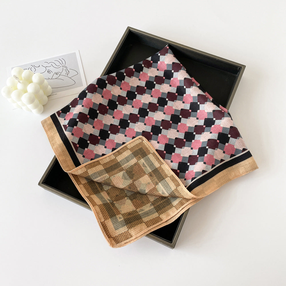Elegant Flower Print Long Satin Scarf