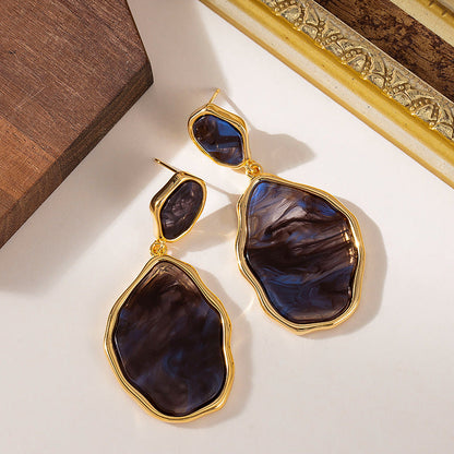 Geometric Leopard Print Drop Earrings Fashionable Alloy Jewelry