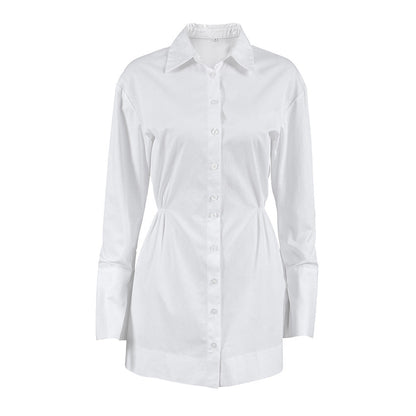 Lapel Buttons A-Line Mini Dress