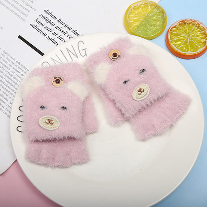 Cute Cartoon Fleece Gloves for Kids and Adults