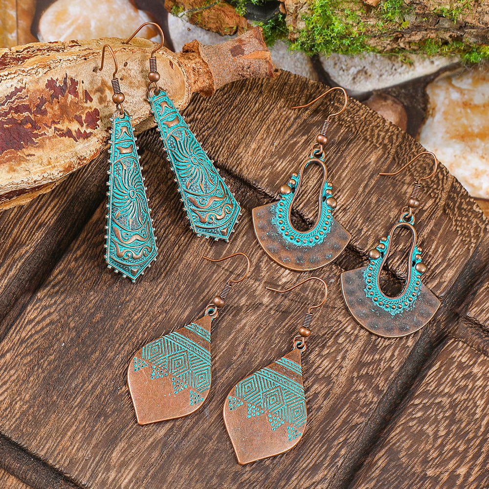 Vintage Style Alloy Earrings with Geometric Design and Bohemian Charm