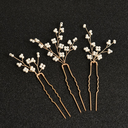 Handmade Pearl Hair Pins U-Shaped Hair Forks Wedding Party Accessories