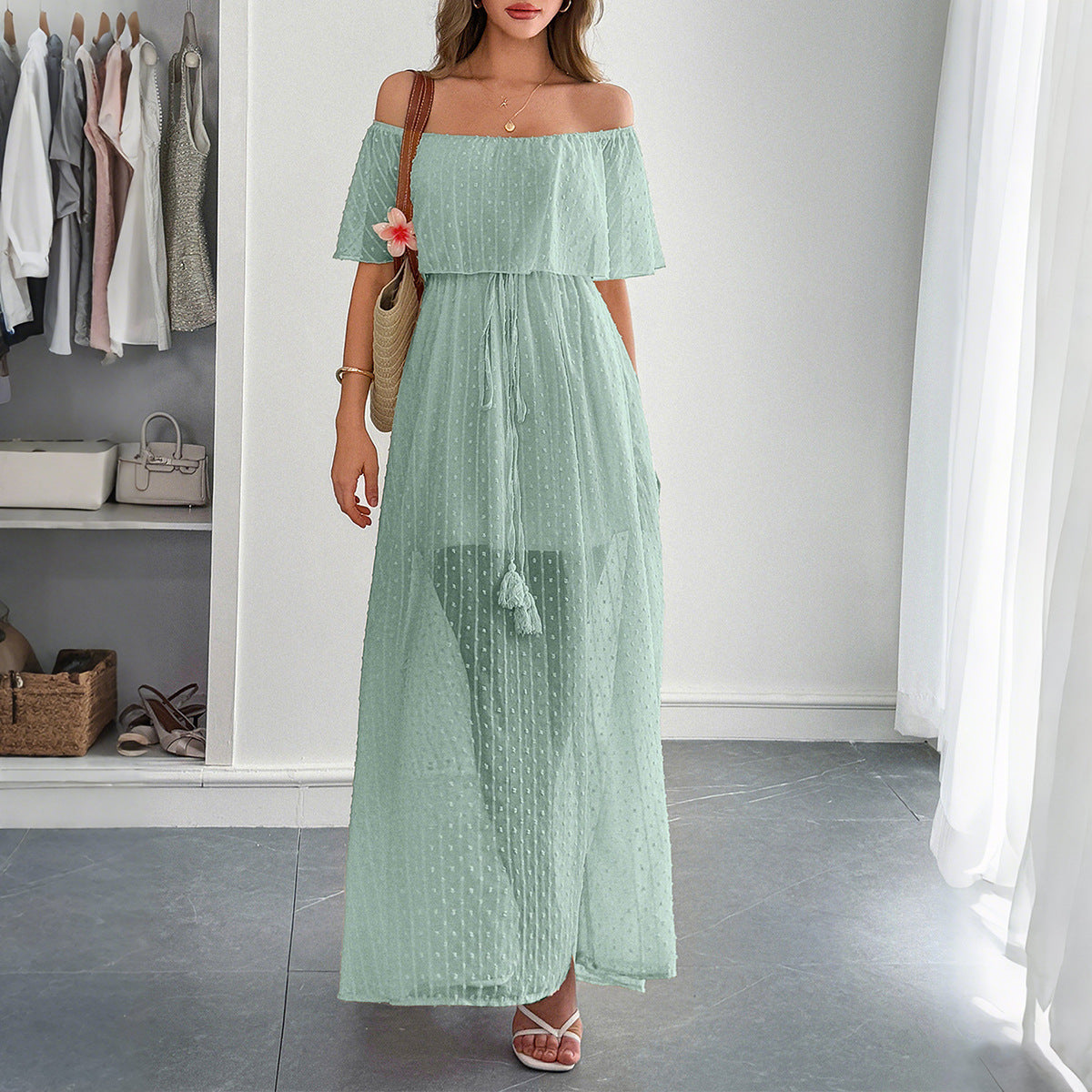 Elegant Strapless A-Line Maxi Dress for Women