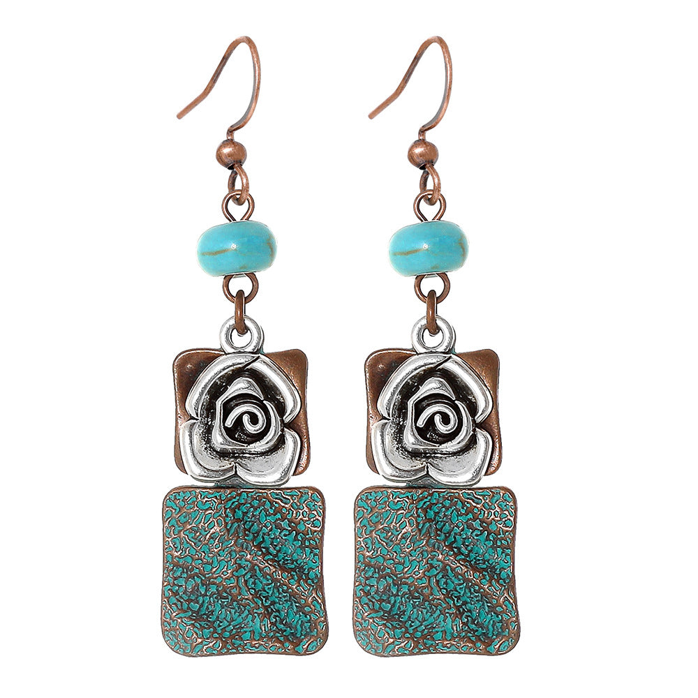 Bohemian Style Geometric Earrings Set with Hollow Design and Tassels