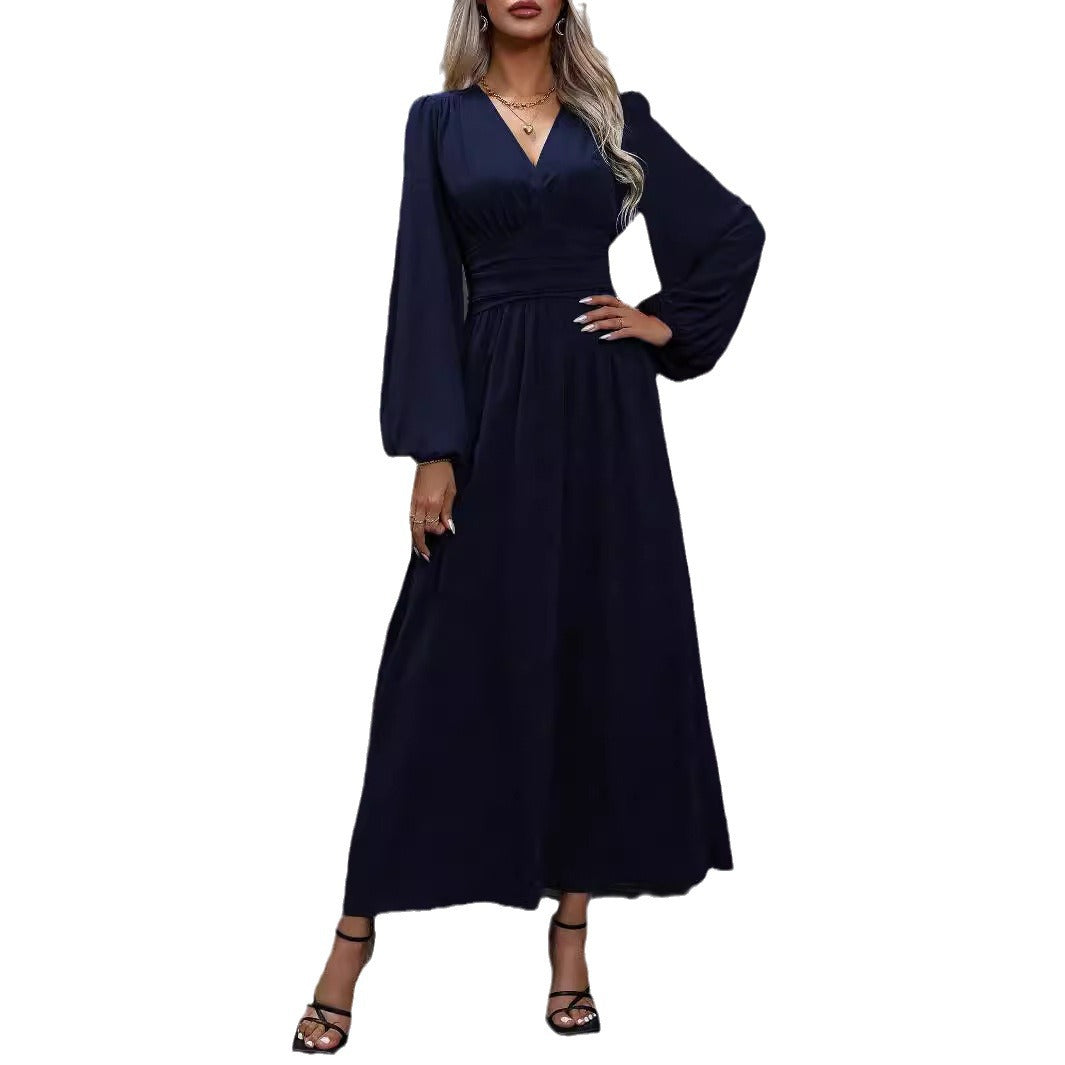Autumn And Winter New Women'S Lantern Sleeves With High Split Ends Dress