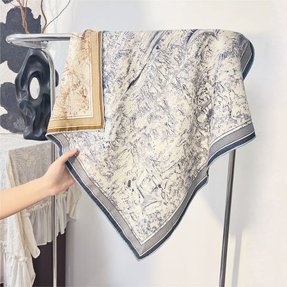 Double Sided Print Soft Square Silk Scarf
