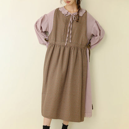 Floral Pattern Sleeveless Linen Cotton Maxi Dress