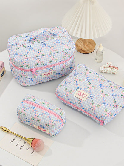 Cute Cherry Bow Print Travel Makeup Bag