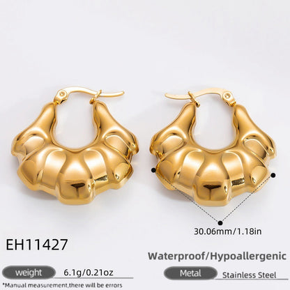 Geometric 18K Gold-Plated Steel Earrings Stylish Casual Accessories