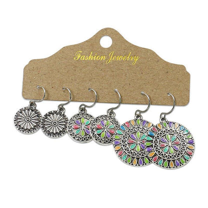 Bohemian Geometric Tassel Hoop Earrings