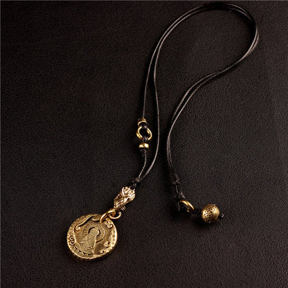 Original Nepal Tibet Retro National Style Brass Buddha'S 10-Phase Free Personality Necklace Pendant For Men And Women