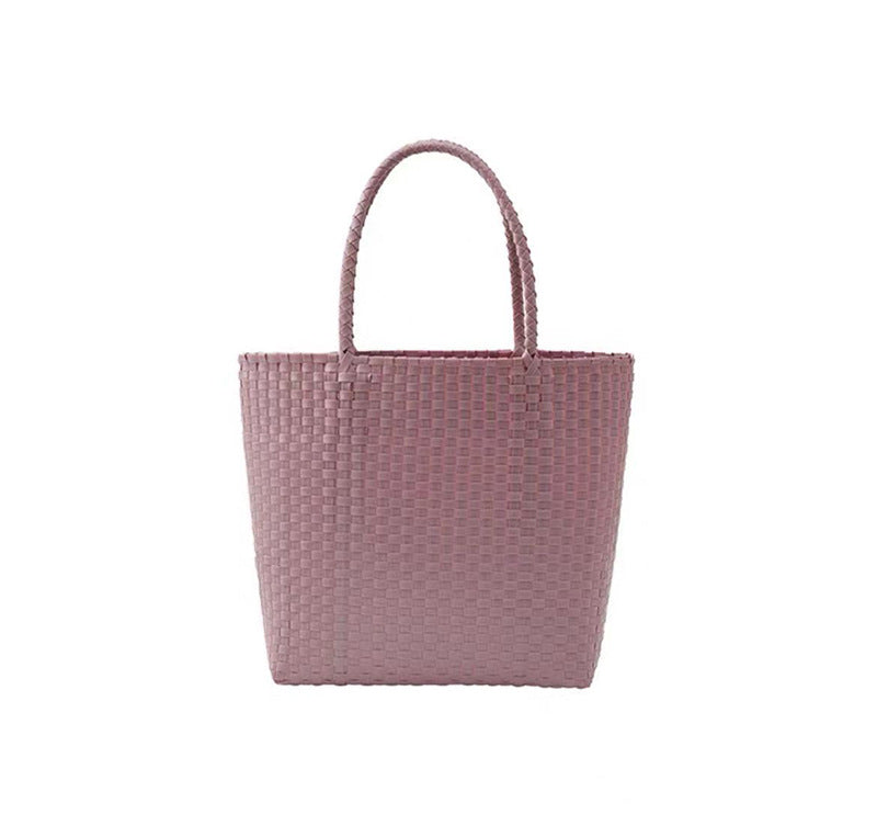 Summer Straw Tote Bag Handmade PVC Beach Shoulder Bag