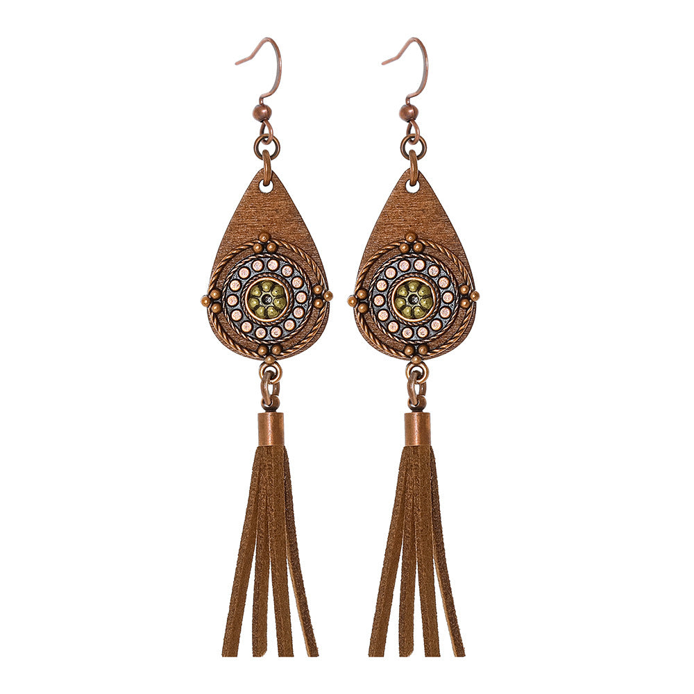 Retro Bohemian Geometric Tassel Earrings Set