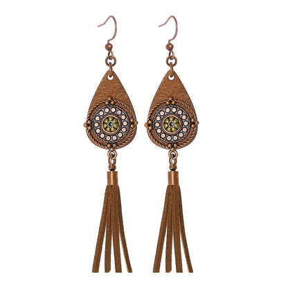 Retro Bohemian Geometric Tassel Earrings Set