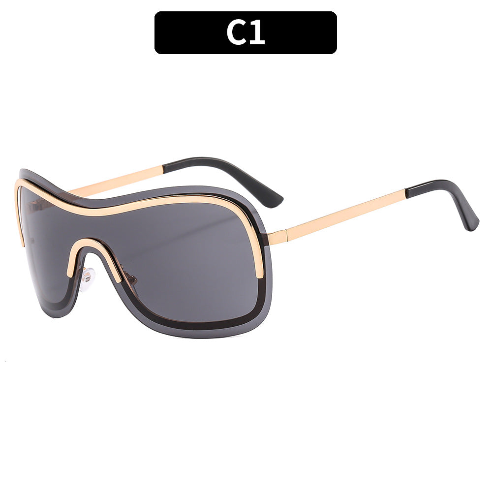 Frameless Y2K Oval Sunglasses Trendy Metal Shades
