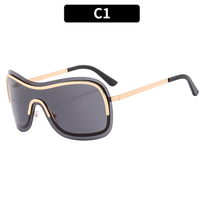 Frameless Y2K Oval Sunglasses Trendy Metal Shades