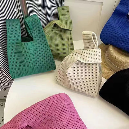 Chic Vintage Hollow Knit Tote Bag for Women
