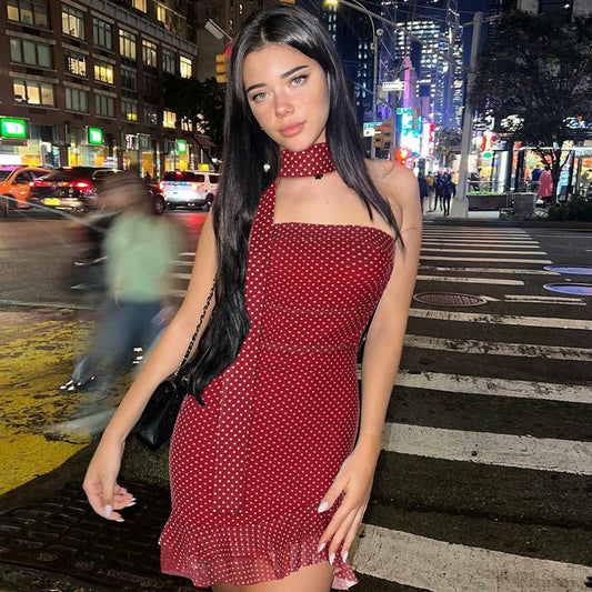 Trendy Polka Dot Bodycon Strapless Dress
