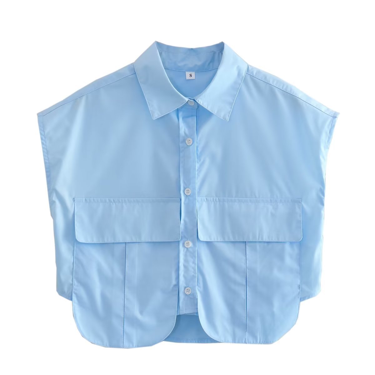 Pockets Irregular Lapel Sleeveless Shirts