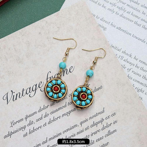 Original Niche Nepal Exotic Tibetan Ethnic Earrings Retro Temperament Simple Earrings Show Face Thin Earrings.