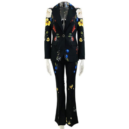 Floral Print Blazer Trouser Set