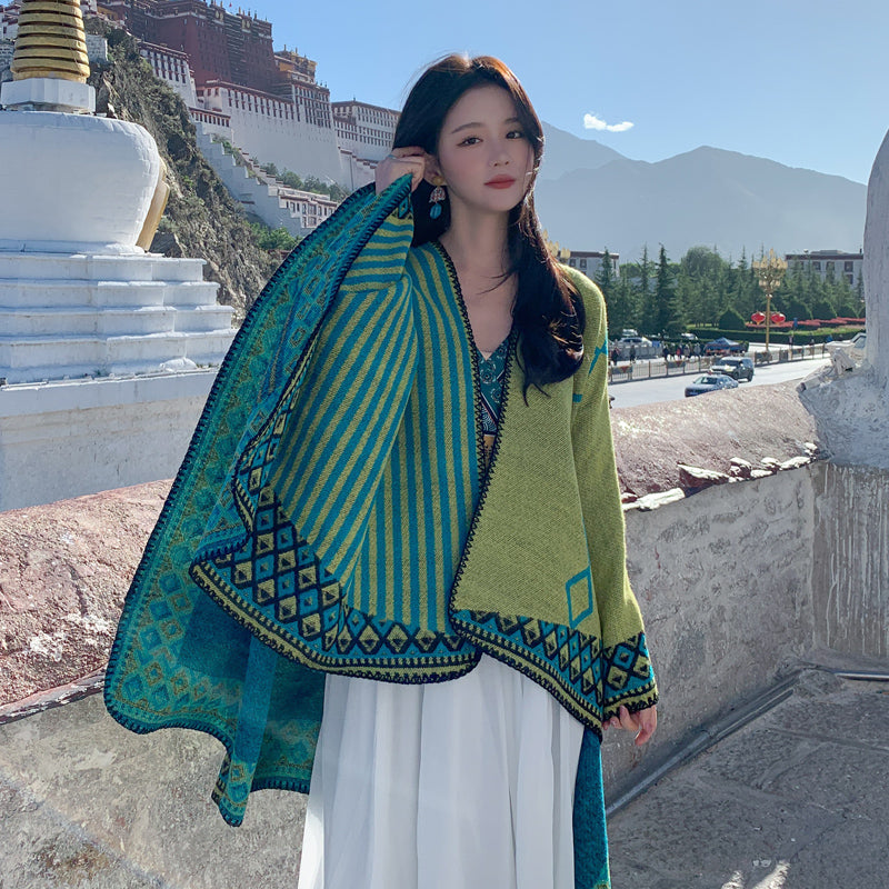 Ethnic Tibetan Shawl Cloak Warm Scarf