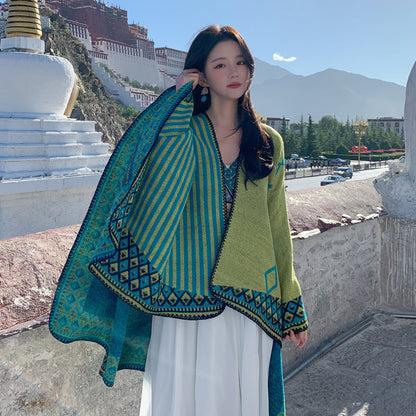 Ethnic Tibetan Shawl Cloak Warm Scarf