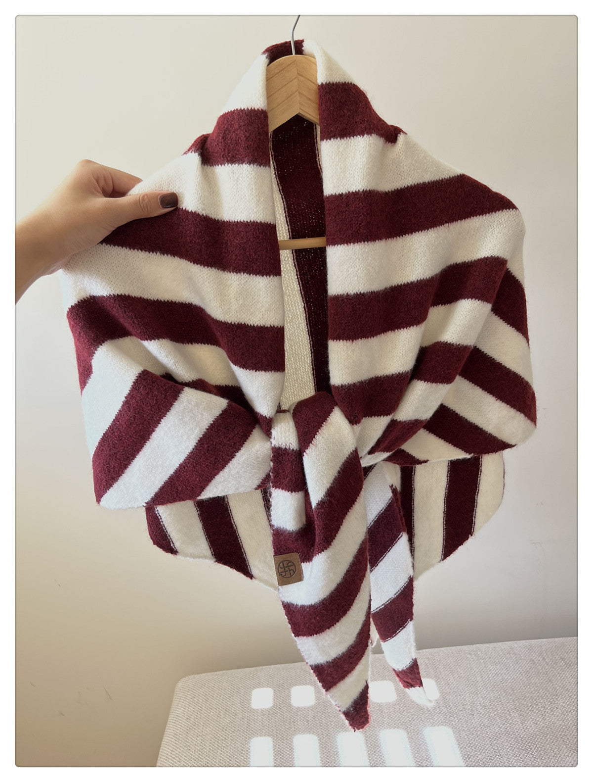 Simple Wool Blend Striped Triangle Winter Scarf