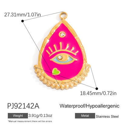 Evil Eye Hamsa Pendant Necklace Stainless Steel 18K Gold DIY Vintage Floral Charm