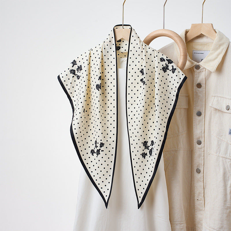 Simple Color Block Triangle Silk Scarf