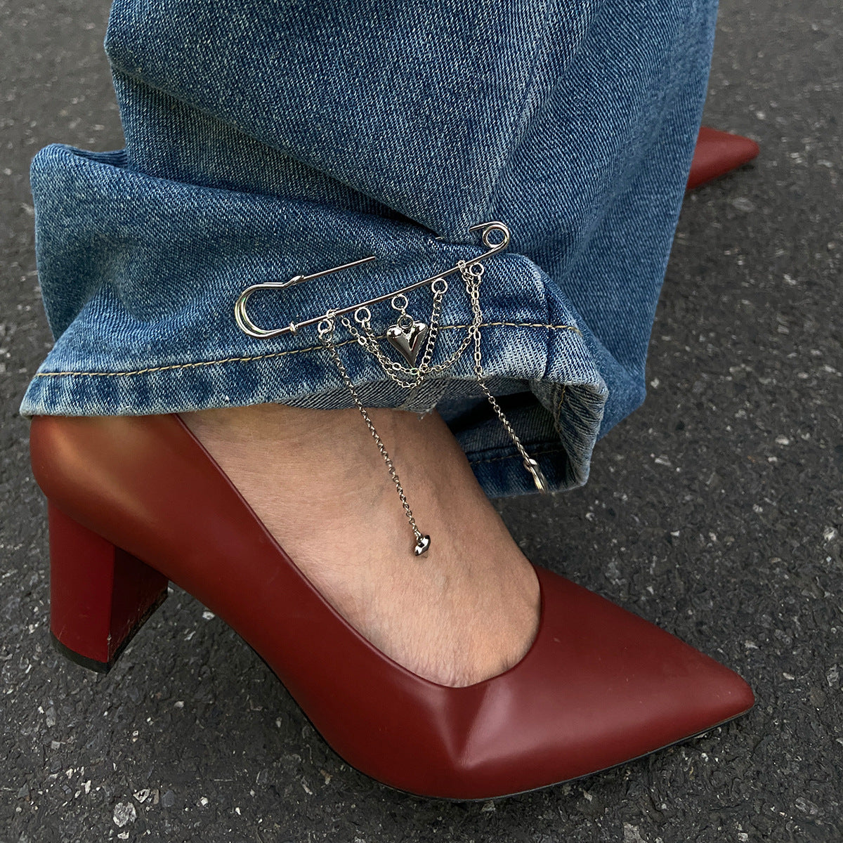 Heart-Shaped Pendant Ankle Chain Fashion Casual Metal Accessory