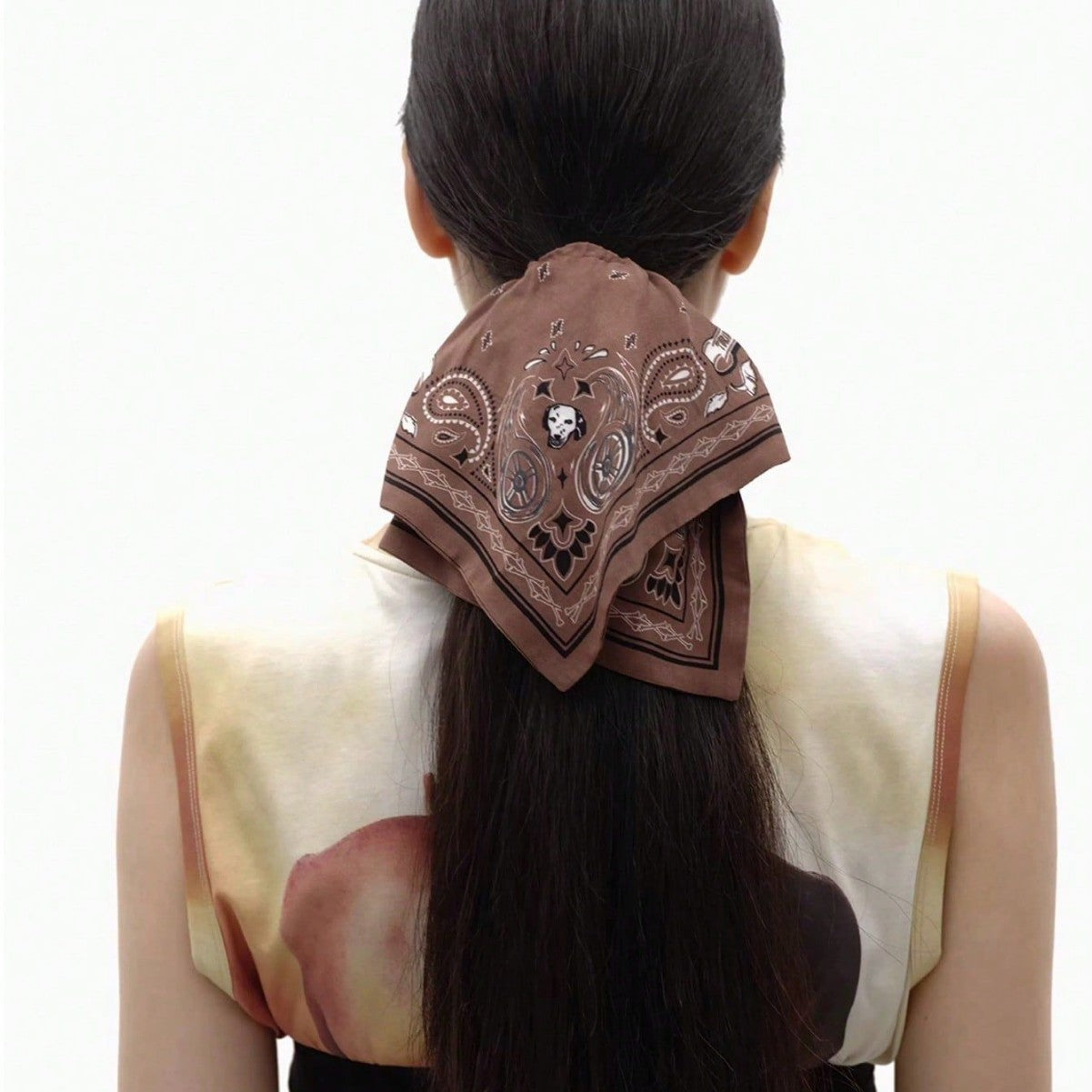 Retro Gothic Bandana Print Hair Tie