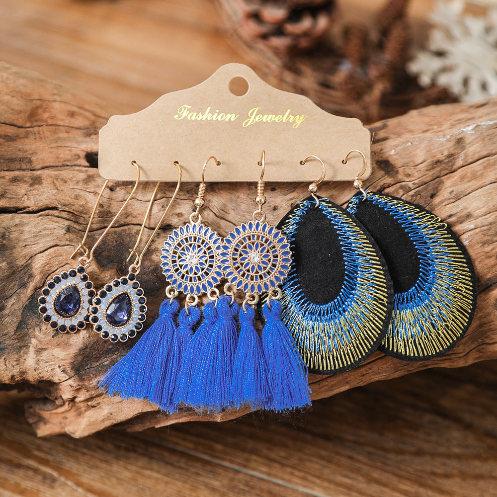 Colorful Bohemian Tassel Earrings Handmade Zinc Alloy Jewelry