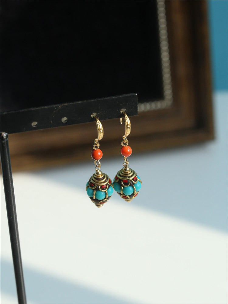 New Nepal Exotic Earrings Jewelry Ethnic Online Celebrity Temperament Contrast Earrings