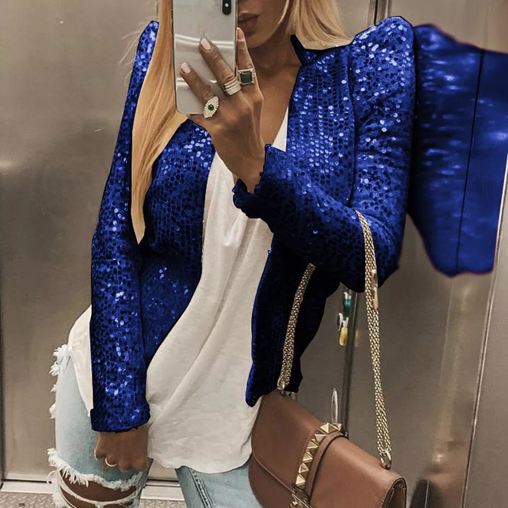 Trendy Casual Sequin Jacket Lightweight Streetwear